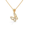 0.26 CTW Floral Butterfly Design Lab-Grown Diamond Pendant in Gold