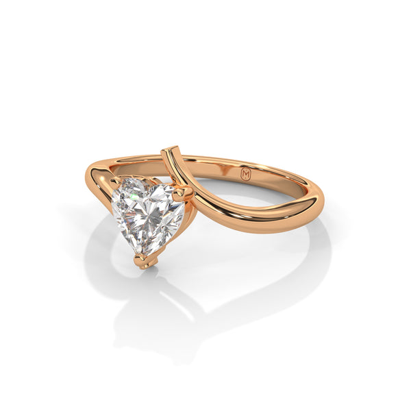 1.00 CT Heart Shape Lab-Grown Diamond Open Twist Solitaire Ring