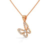 0.26 CTW Floral Butterfly Design Lab-Grown Diamond Pendant in Gold