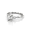 1.25 CT Emerald Cut Lab-Grown Diamond Ring with Round Side Accents