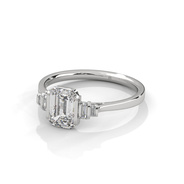 1.36 Ct Total Emerald Cut CVD Lab-Grown Diamond Three-Stone Ring