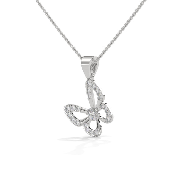 0.26 CTW Floral Butterfly Design Lab-Grown Diamond Pendant in Gold