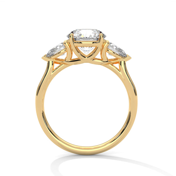3.00 CT Total Round & Pear Lab-Grown Diamond Three Stone Ring
