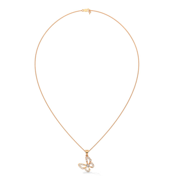 0.26 CTW Floral Butterfly Design Lab-Grown Diamond Pendant in Gold