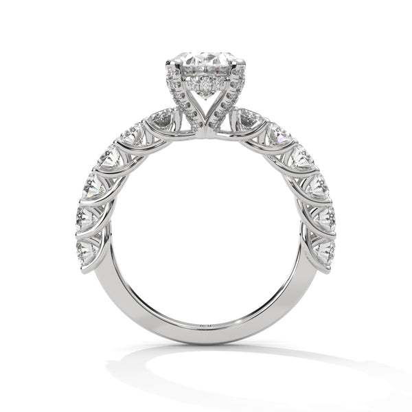3.99 CT Oval Lab-Grown Diamond Half Eternity Solitaire Ring