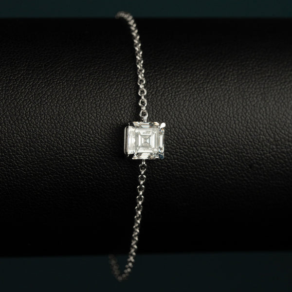 2.22 CTW Asscher Cut Diamond Solitaire Bracelet