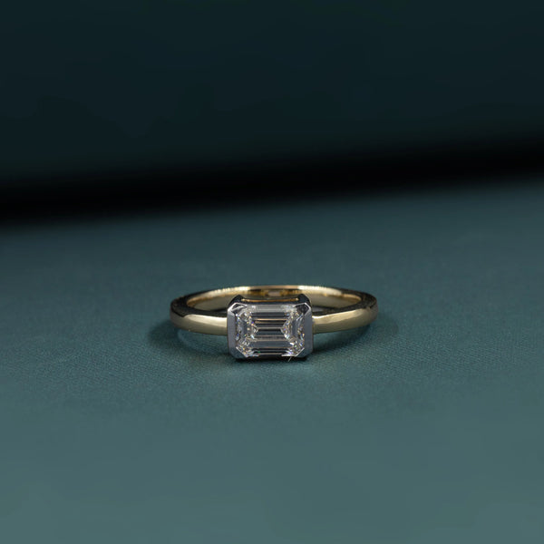 1.01 CT Emerald Cut Bezel-Set Lab-Grown Diamond Solitaire Ring