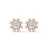 1.40 CT Round Brilliant Floral Halo CVD Lab-Grown Diamond Stud Earrings