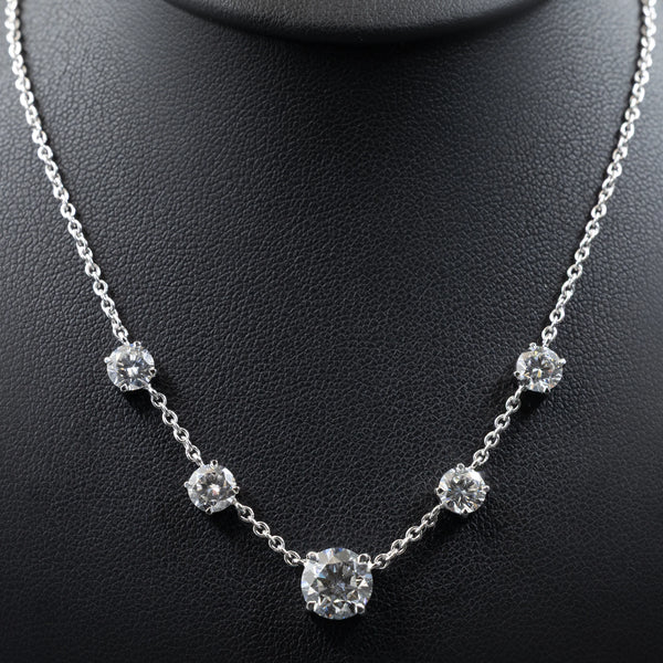 3.83 CTW Round CVD Lab-Grown Diamond Station Necklace