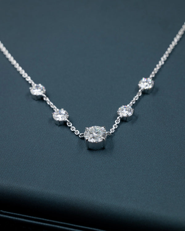 3.83 CTW Round CVD Lab-Grown Diamond Station Necklace