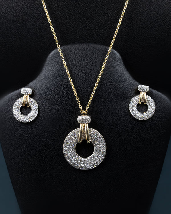 1.94 CTW Round CVD Lab-Grown Diamond Circle Pendant & Earring Set