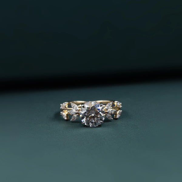 2.56 CTW Round Brilliant Cut Floral Lab-Grown Diamond Engagement Ring