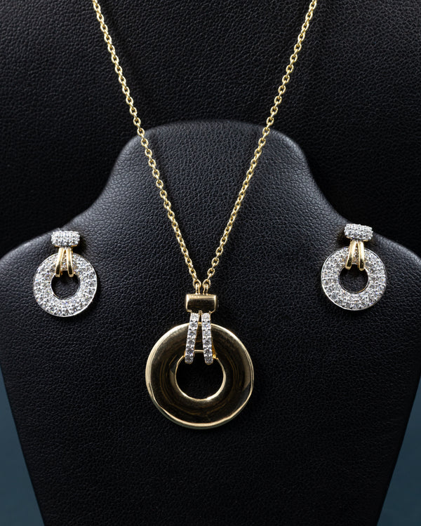 1.94 CTW Round CVD Lab-Grown Diamond Circle Pendant & Earring Set