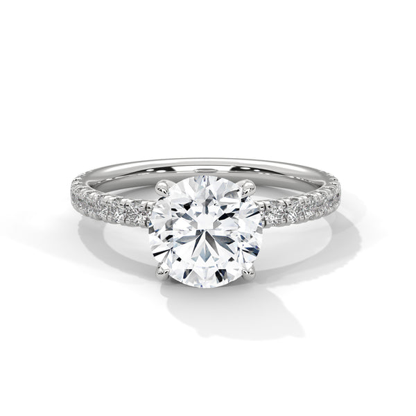 2.47 CT Round Cut Lab-Grown Diamond Pavé Engagement Ring