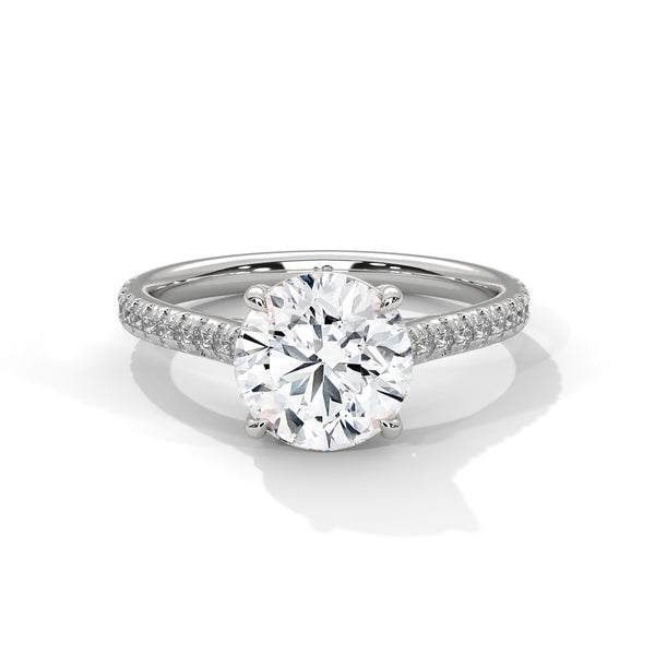 2.22 CT Round Cut Lab-Grown Diamond Pave Engagement Ring