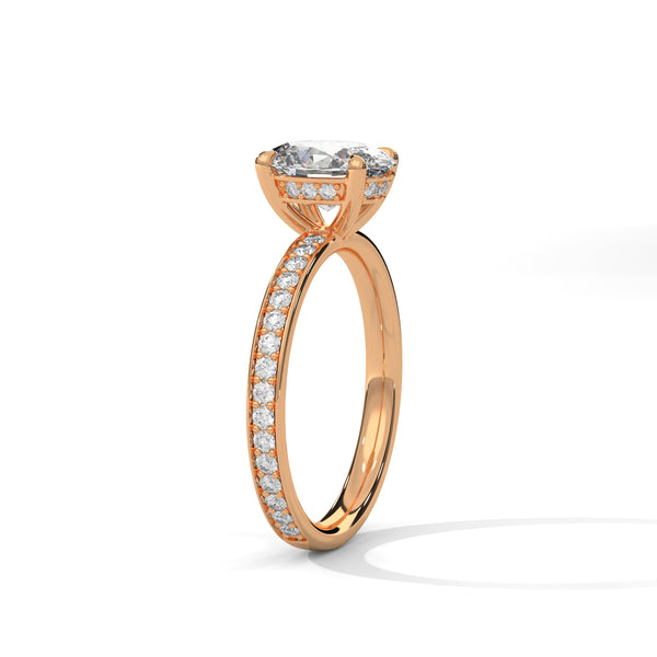 2.46 CT Oval Cut Lab-Grown Diamond Pavé Engagement Ring