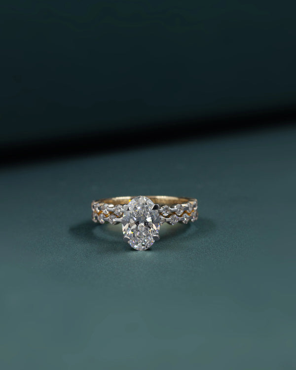 2.71 CT Oval Cut CVD Lab-Grown Diamond Pave Engagement Ring