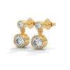 1.16 CT Round Bezel-Set Drop CVD Lab-Grown Diamond Earrings