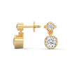1.16 CT Round Bezel-Set Drop CVD Lab-Grown Diamond Earrings