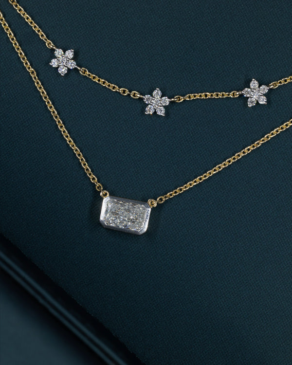 2.67 CTW Pear & Emerald Cut CVD Lab-Grown Diamond Layered Necklace