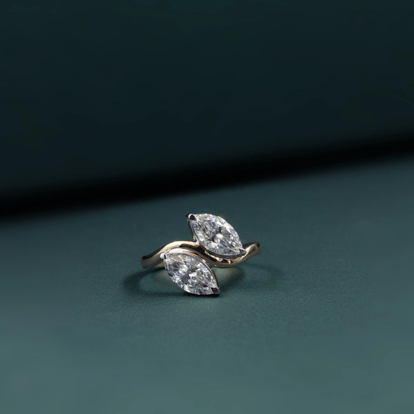 2.04 CTW Marquise Cut Toi et Moi Lab-Grown Diamond Bypass Ring