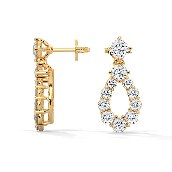 0.85 CT Round Teardrop Halo CVD Lab-Grown Diamond Earrings