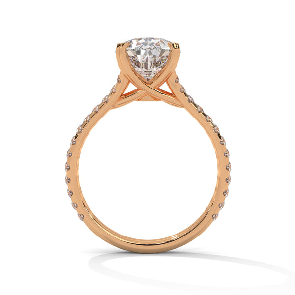 3.77 CT Pear Cut Lab-Grown Diamond Split Shank Pavé Engagement Ring