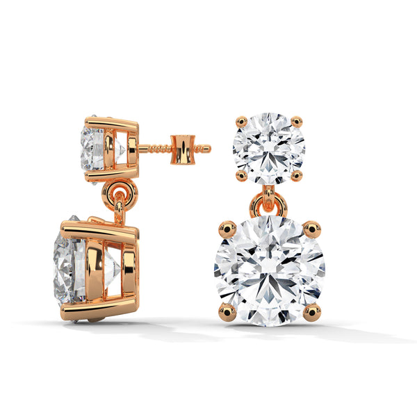 3.80 CT Round Brilliant CVD Lab-Grown Diamond Drop Stud Earrings