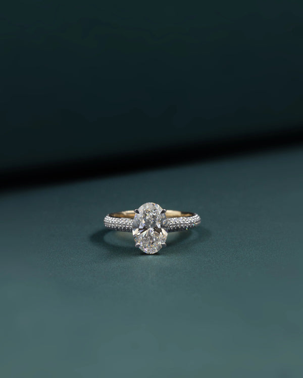 2.62 CTW Oval CVD Lab-Grown Diamond Pavé Solitaire Engagement Ring