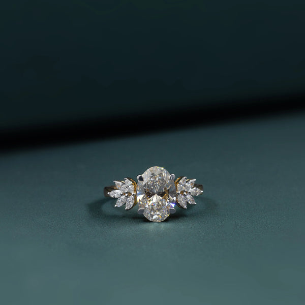 2.89 CTW Oval Cut Lab-Grown Diamond Floral Solitaire Ring