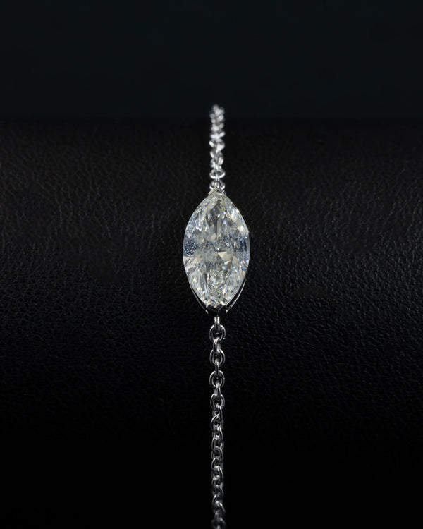 2.10 CTW Marquise Cut Lab-Grown Diamond Solitaire Bracelet in Gold
