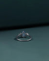 1.32 CT Pear Cut Blue CVD Lab-Grown Diamond Three Stone Ring