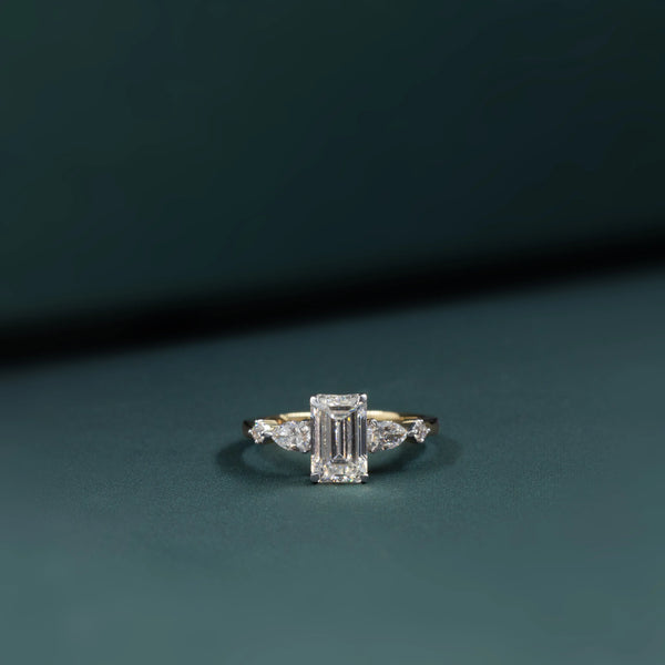 2.43 CT Emerald Cut Three Stone CVD Lab-Grown Diamond Engagement Ring