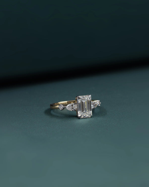 2.43 CT Emerald Cut Three Stone CVD Lab-Grown Diamond Engagement Ring
