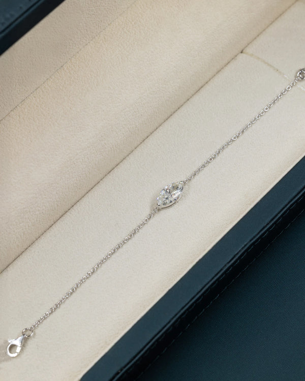 2.10 CTW Marquise Cut Lab-Grown Diamond Solitaire Bracelet in Gold