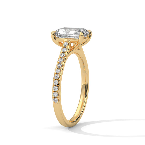 1.97 CT Emerald Cut Lab-Grown Diamond Pave Engagement Ring