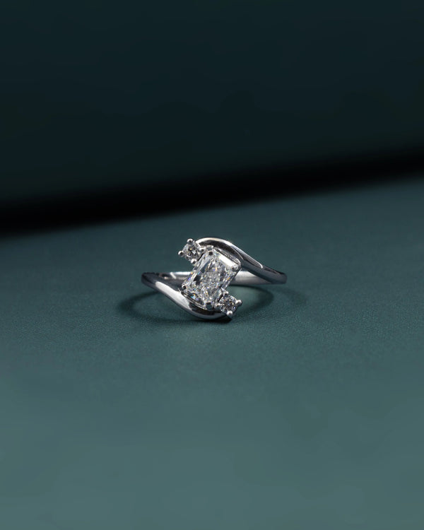 1.11 CTW Emerald Cut Lab-Grown Diamond Twist Engagement Ring