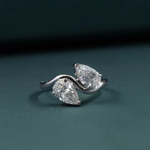 2.00 CTW Pear Cut Toi et Moi Lab-Grown Diamond Open Ring