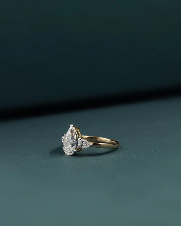 2.41 Carat Pear Cut Three-Stone CVD Lab-Grown Diamond Ring