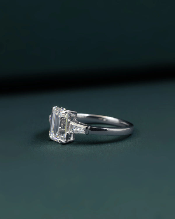 2.36 CTW Emerald Cut Three Stone Lab-Grown Diamond Engagement Ring