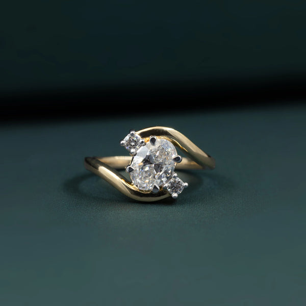 1.13 CTW Oval Cut Lab-Grown Diamond Bypass Engagement Ring