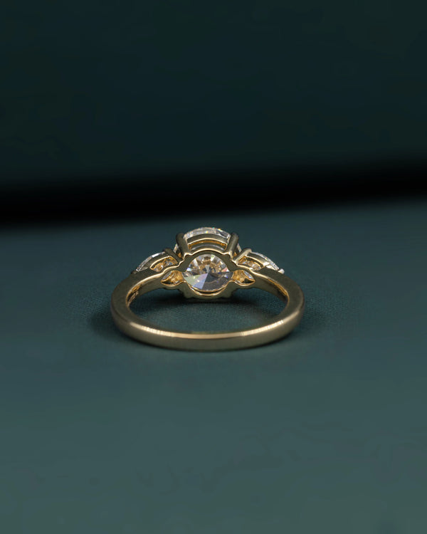 2.45 CT Round & Pear Cut CVD Lab-Grown Diamond Three Stone Ring