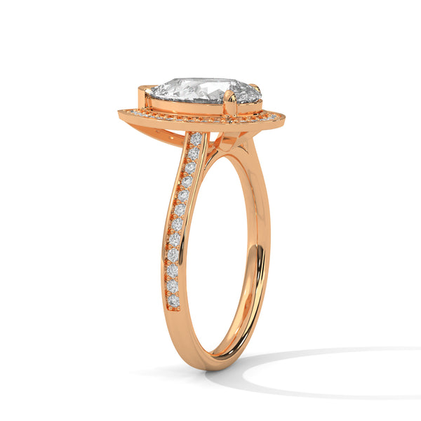 2.34 CT Total Pear Cut Lab-Grown Diamond Halo Ring with Pave Band