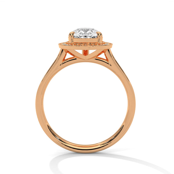 2.34 CT Total Pear Cut Lab-Grown Diamond Halo Ring with Pave Band