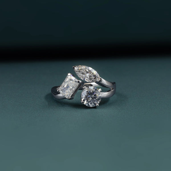 2.15 CTW Multi-Shape Three Stone Lab-Grown Diamond Ring in Gold