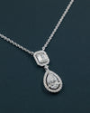 4.03 CTW Pear & Emerald Cut Halo Lab-Grown Diamond Pendant Necklace