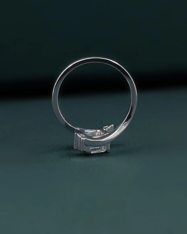 1.16 CTW Emerald Cut Lab-Grown Diamond Bypass Ring