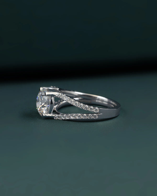 2.57 CTW Round Cut Diamond Split Shank Engagement Ring
