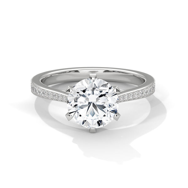 2.22 CT Total Round Lab-Grown Diamond Solitaire Ring with Pave Band