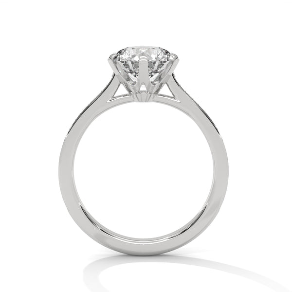 2.22 CT Total Round Lab-Grown Diamond Solitaire Ring with Pave Band